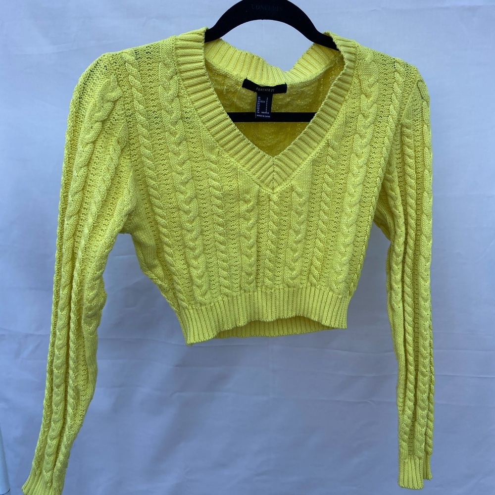 Yellow Knit Crop Top